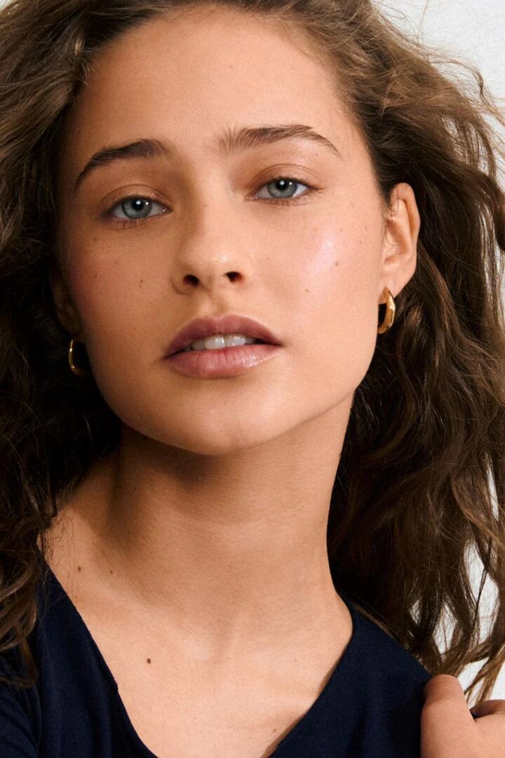 Image of Jewelry. Product name - Harrison Plain Gold Recycled Hoop Earrings in Gold colour by brand - Pilgrim