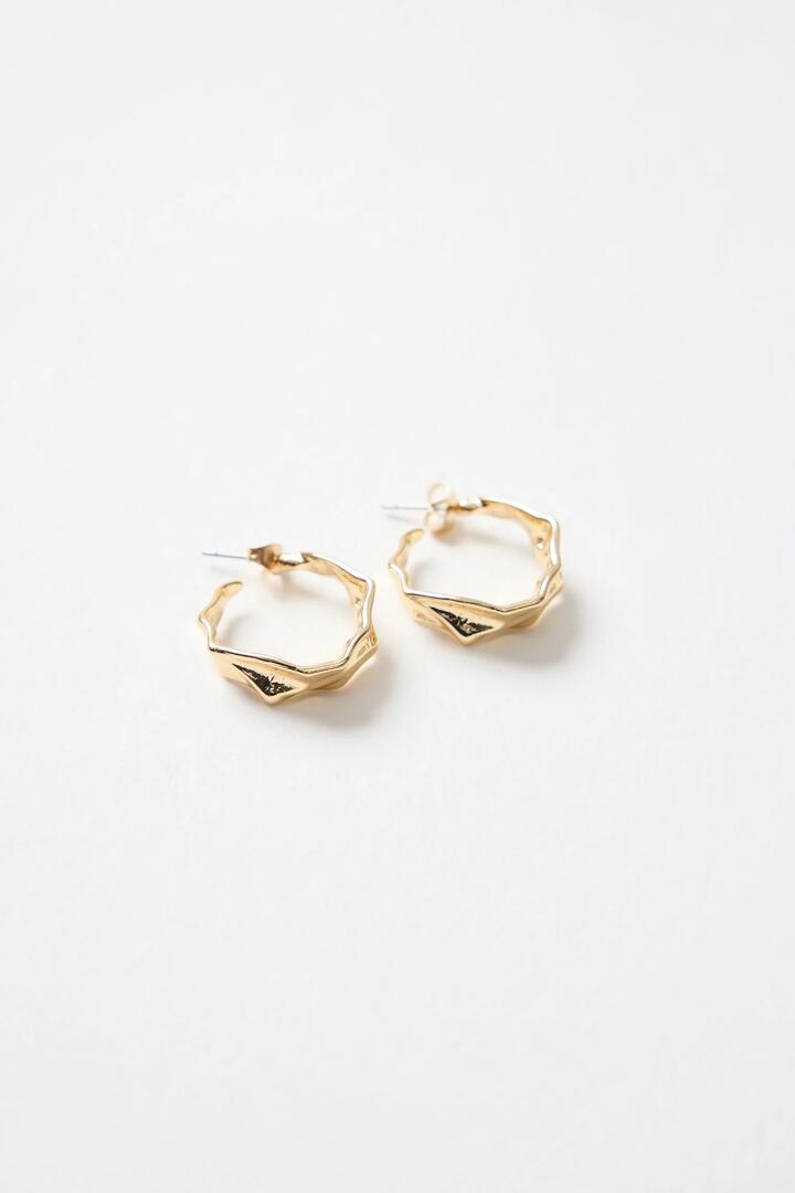 Image of Jewelry. Product name - Beaten Gold Hoop Earring in Gold colour by brand - Humble + Heart