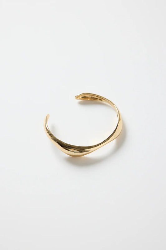 Image of Jewelry. Product name - Wavy Gold Cuff Bangle in Gold colour by brand - Humble + Heart