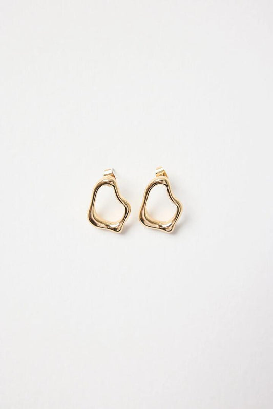 Image of Jewelry. Product name - Wavy Loop Gold Stud Earring in Gold colour by brand - Humble + Heart
