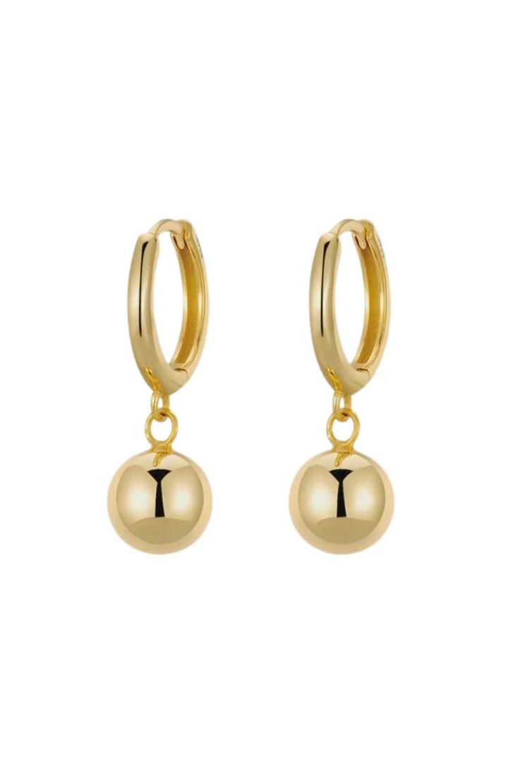 Image of Jewelry. Product name - Orb Gold Plated EOL Hoop Earrings in Gold colour by brand - Castel + Co