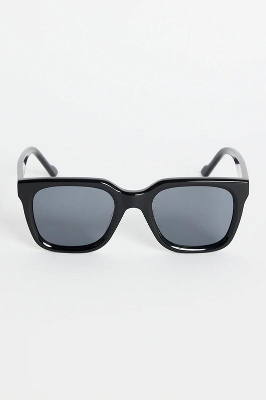 Image of Sunglasses. Product name - Napoli Black Rounded Sunglasses in Black colour by brand - RE:UNION Label
