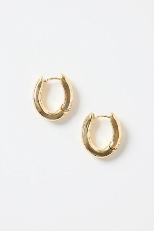 Image of Jewelry. Product name - Oval Wavy Gold Hoop Earring in Gold colour by brand - Humble + Heart
