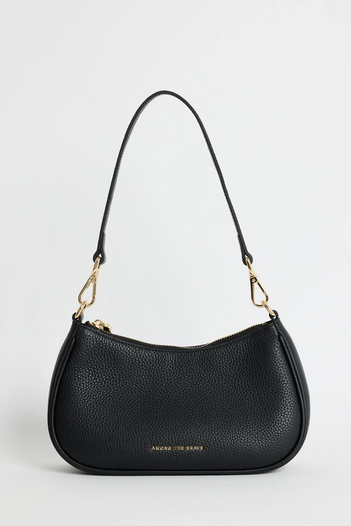 Image of Bags. Product name - Adore Black Leather Double Strap Small Shoulder Bag in Black colour by brand - Among the Brave