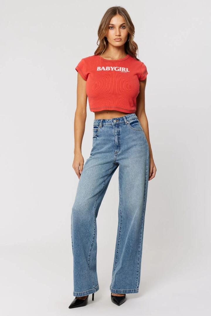 Image of Jeans. Product name - 94 Selena Blue Wide Jean in Blue colour by brand - Abrand Jeans