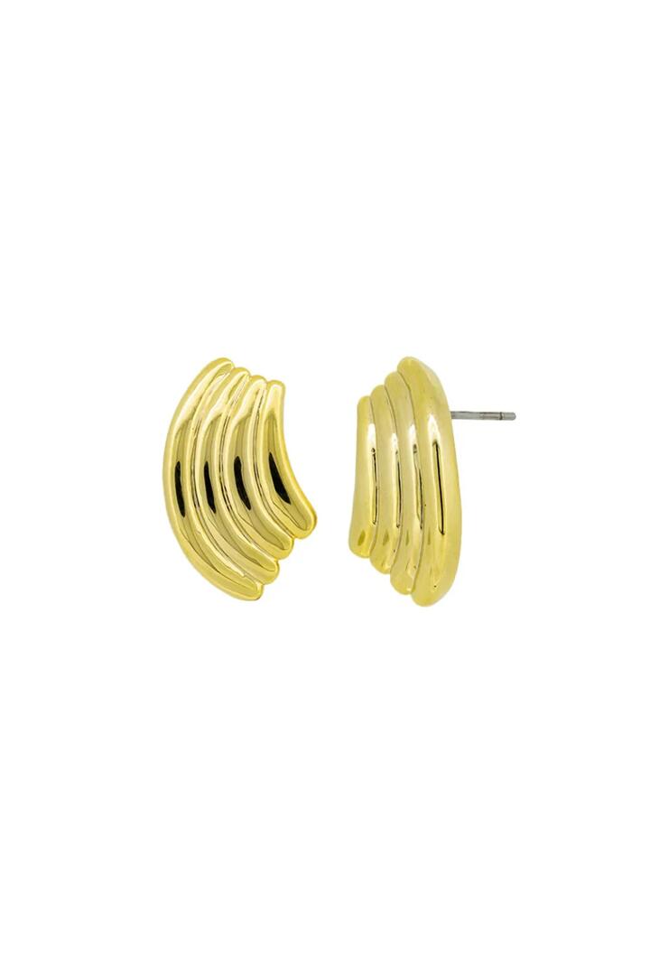 Image of Jewelry. Product name - Misty Ridged Half Moon Gold Earrings in Gold colour by brand - Jolie + Deen