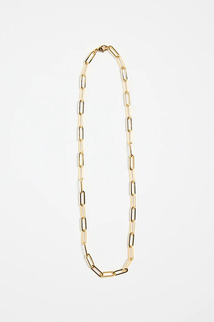 Image of Jewelry. Product name - Paperclip 14k Gold Plate Chain Necklace in Gold colour by brand - Stories be Told
