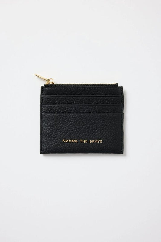 Image of Wallets & Money Clips. Product name - Small Black Leather Card Holder in Black colour by brand - Among the Brave
