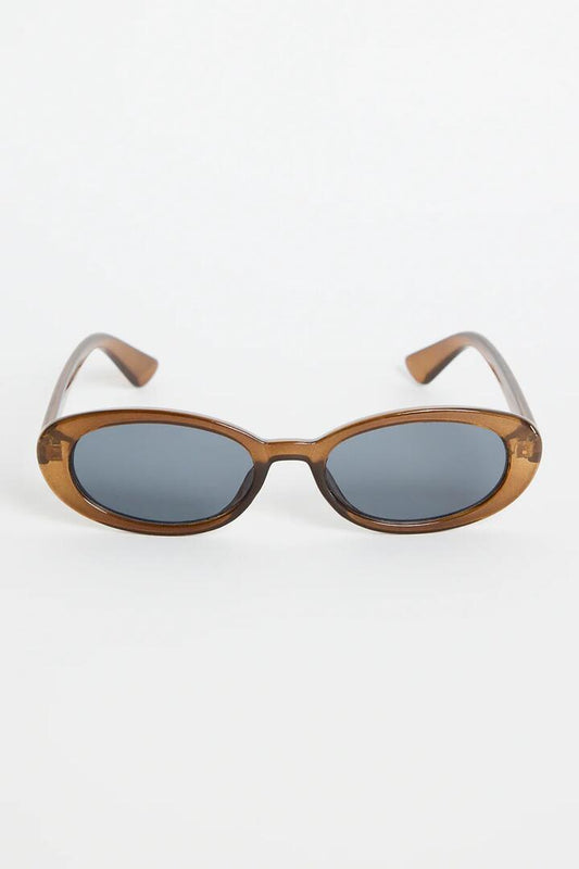 Image of Sunglasses. Product name - Havana Espresso Narrow Oval Sunglasses in colour by brand - Among the Brave