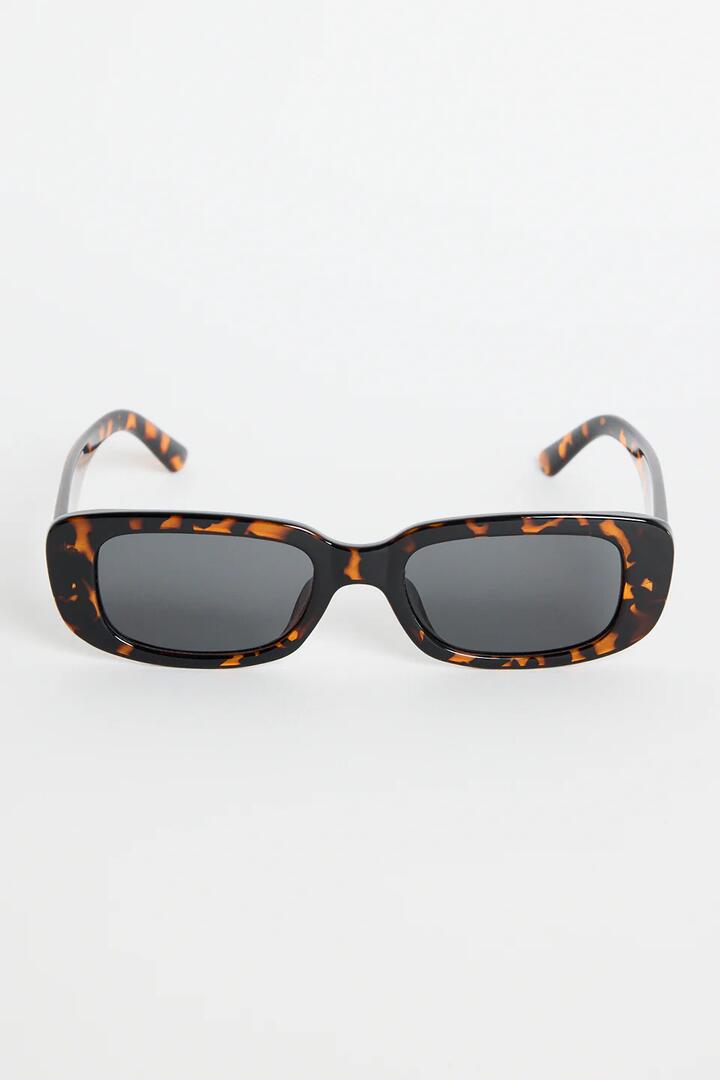Image of Sunglasses. Product name - Malibu Brown Tort Narrow Rectangular Sunglasses in Brown colour by brand - Among the Brave