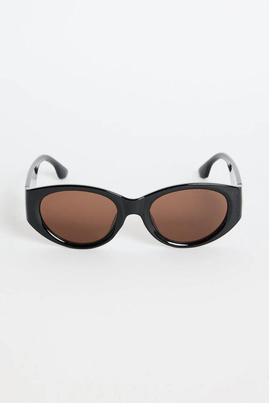 Image of Sunglasses. Product name - Tokyo Black Oval Sunglasses in Black colour by brand - Among the Brave