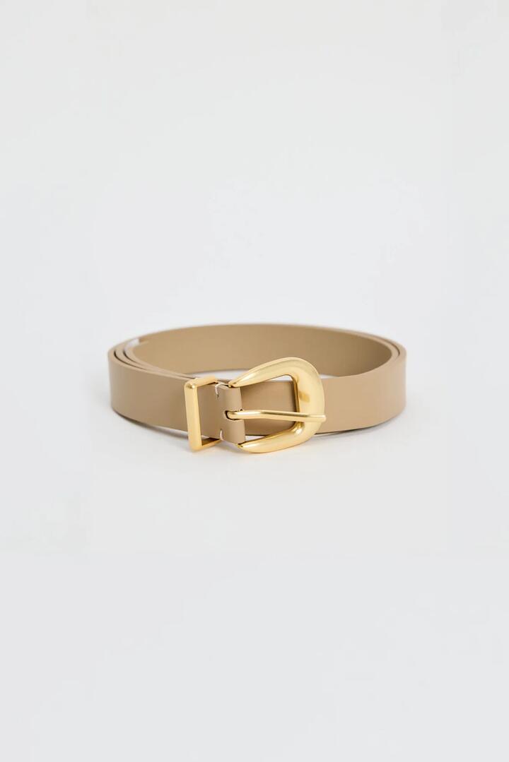 Image of Hair Accessories. Product name - Sand Gold Buckle Leather Belt in Sand colour by brand - Among the Brave