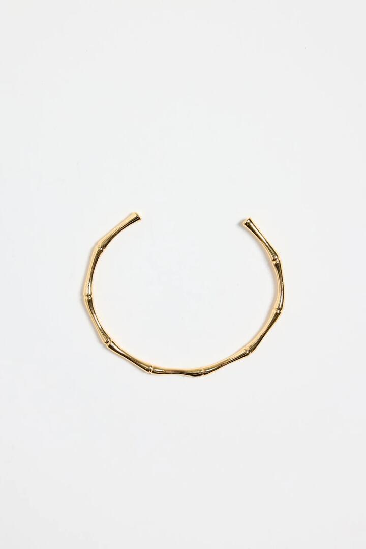 Image of Jewelry. Product name - Bamboo 14k Gold Plate Cuff Bangle in Gold colour by brand - Stories be Told