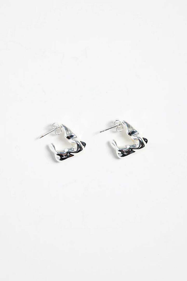 Image of Jewelry. Product name - Wavy Organic Sterling Silver Plate Huggie Earring in Silver colour by brand - Stories be Told