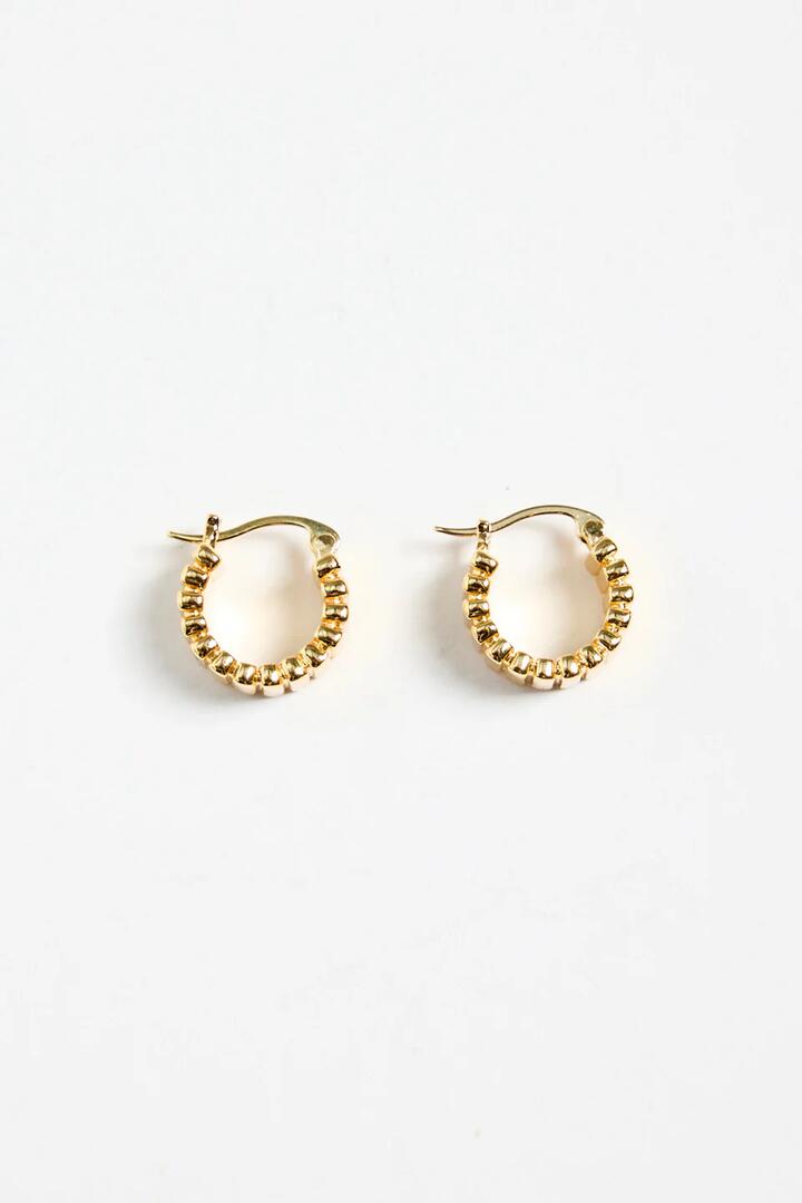Image of Jewelry. Product name - Ridged 14k Gold Plate Hoop Earring in Gold colour by brand - Stories be Told