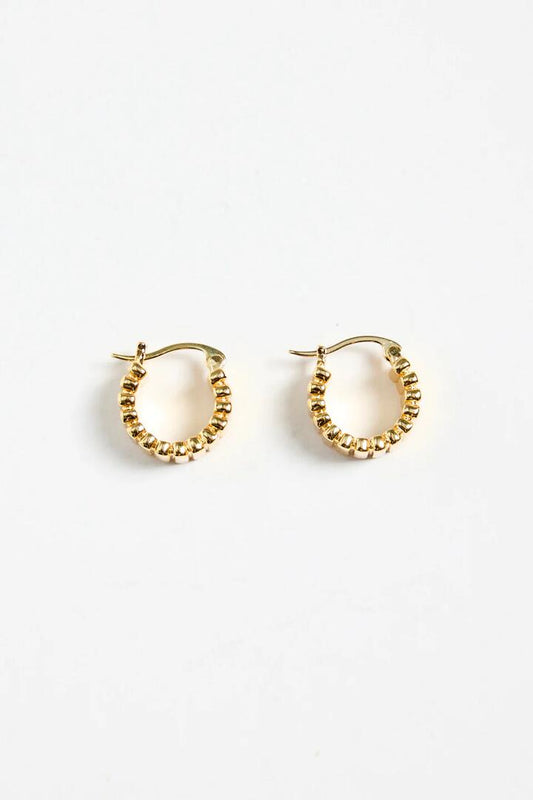 Image of Jewelry. Product name - Ridged 14k Gold Plate Hoop Earring in Gold colour by brand - Stories be Told