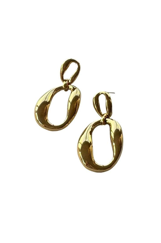 Image of Jewelry. Product name - State Oval Link Gold Earrings in Gold colour by brand - Lindi Kingi