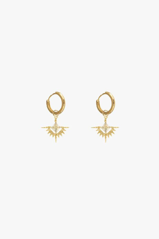 Image of Jewelry. Product name - Solstice Gold with Pale Lemon Zirconia Sleeper Earrings in Gold colour by brand - Lindi Kingi