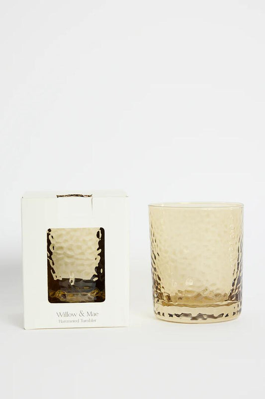 Image of Kitchen & Dining. Product name - Hammered Amber Tumbler in colour by brand - Willow & Mae