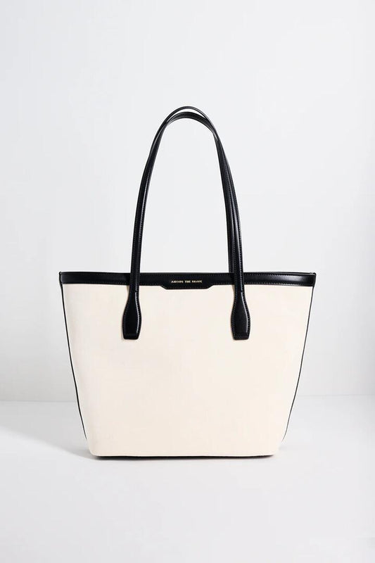 Image of Bags. Product name - Natural Canvas Black Trim Tote Bag in Black colour by brand - Among the Brave