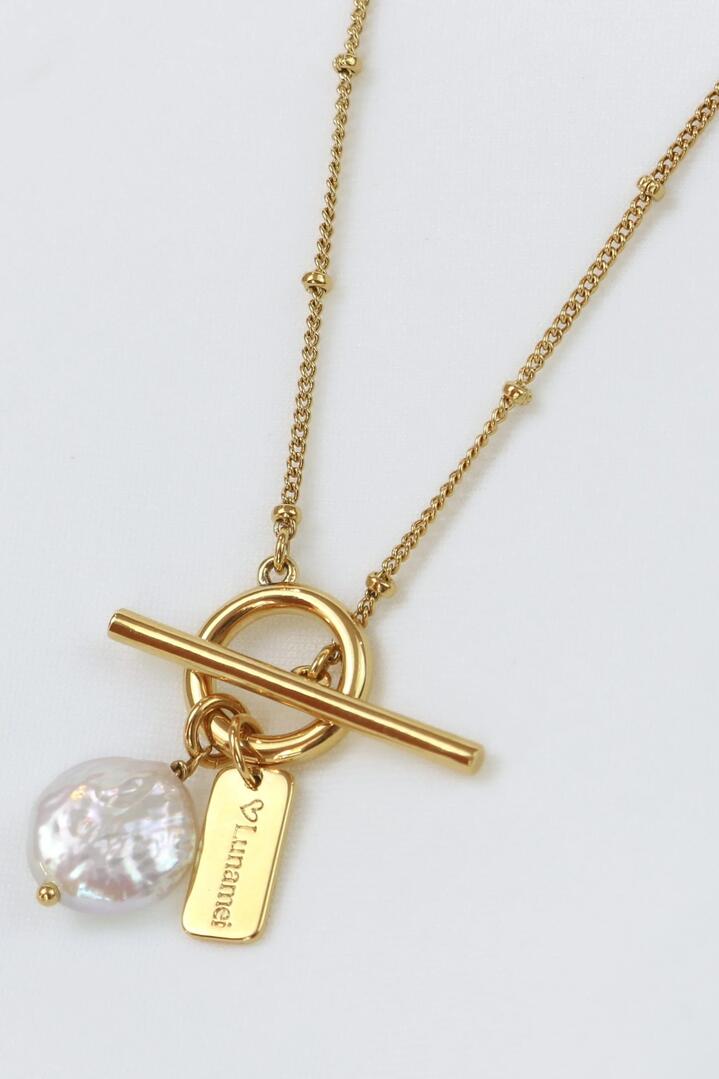 Image of Jewelry. Product name - Balance Freshwater Pearl 18k Gold Plate Fob Necklace in Gold colour by brand - Love Lunamei
