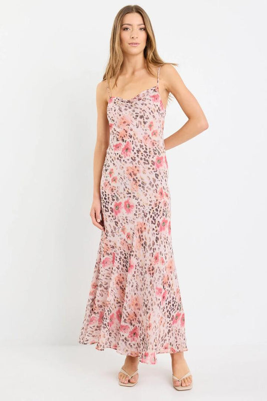 Image of Dresses. Product name - Reign Floral Animal Georgette Strappy Maxi Dress in Floral Animal colour by brand - Stories be Told