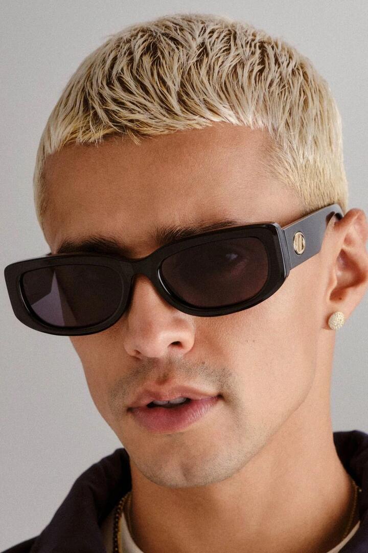 Image of Sunglasses. Product name - Monopoly Black Narrow Smoke Mono Lens Sunglasses in Black colour by brand - Le Specs