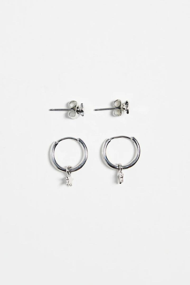Image of Jewelry. Product name - Star Sleeper Stud Set Rhodium Earrings in colour by brand - Humble + Heart