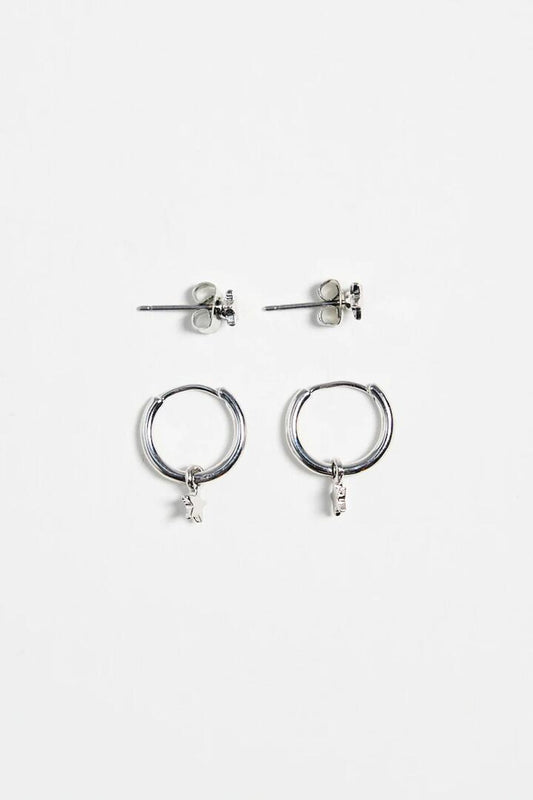 Image of Jewelry. Product name - Star Sleeper Stud Set Rhodium Earrings in colour by brand - Humble + Heart
