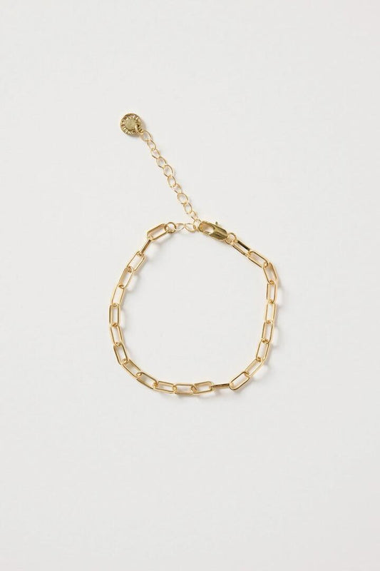 Image of Jewelry. Product name - Paper Clip Gold Bracelet in Gold colour by brand - Humble + Heart