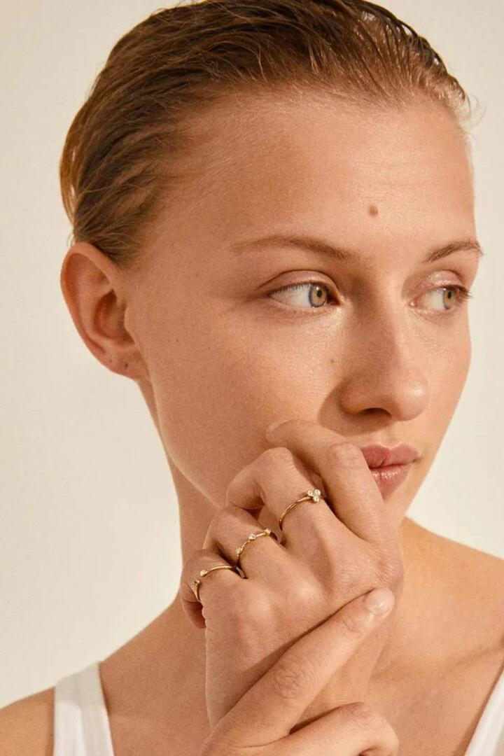 Image of Jewelry. Product name - Kamari Gold Plated Crystal EOL Ring in Gold colour by brand - Pilgrim