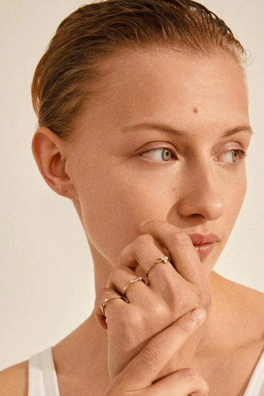 Image of Jewelry. Product name - Kamari Gold Plated Crystal EOL Ring in Gold colour by brand - Pilgrim