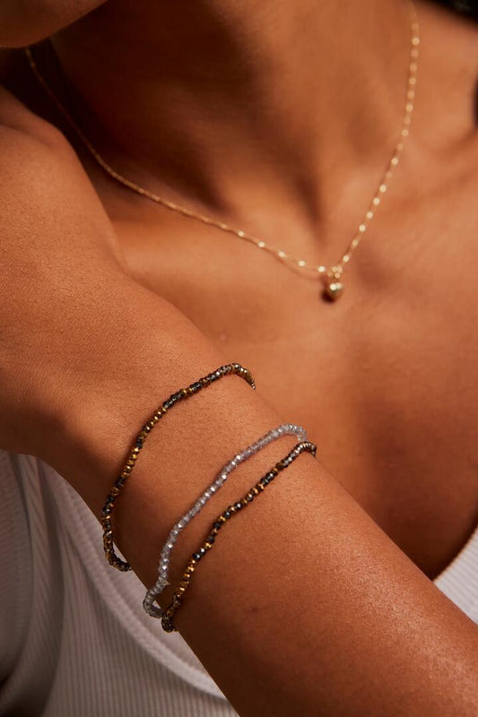 Image of Jewelry. Product name - Sunset Beaded Set Of 3 Bracelets in colour by brand - Humble + Heart