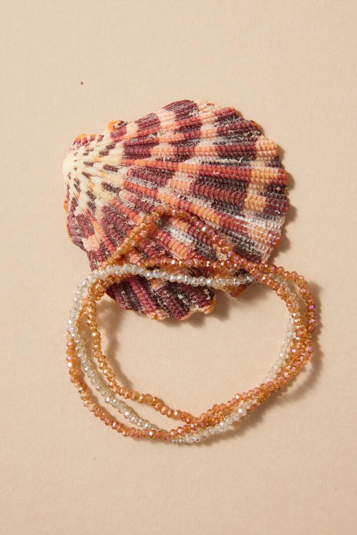 Image of Jewelry. Product name - Peach Beaded Set Of 3 Bracelets in colour by brand - Humble + Heart