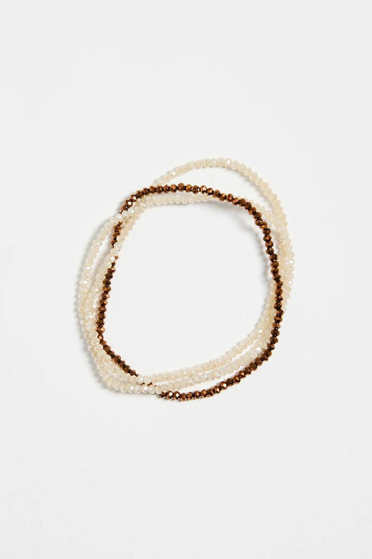 Image of Jewelry. Product name - Bronze Beaded Set Of 3 Bracelets in colour by brand - Humble + Heart