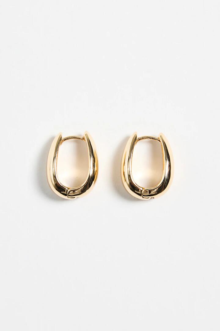 Image of Jewelry. Product name - Chunky Drop Gold Hoop Earrings in Gold colour by brand - Humble + Heart