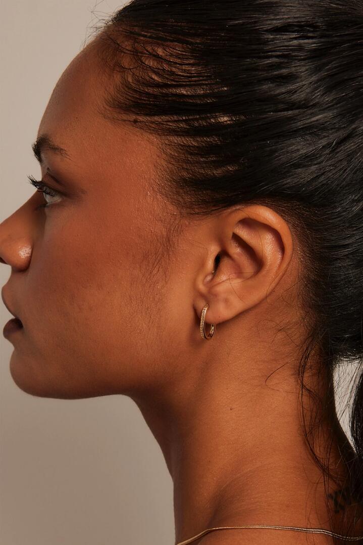 Image of Jewelry. Product name - Diamante Oval Gold Hoop Earring in Gold colour by brand - Humble + Heart