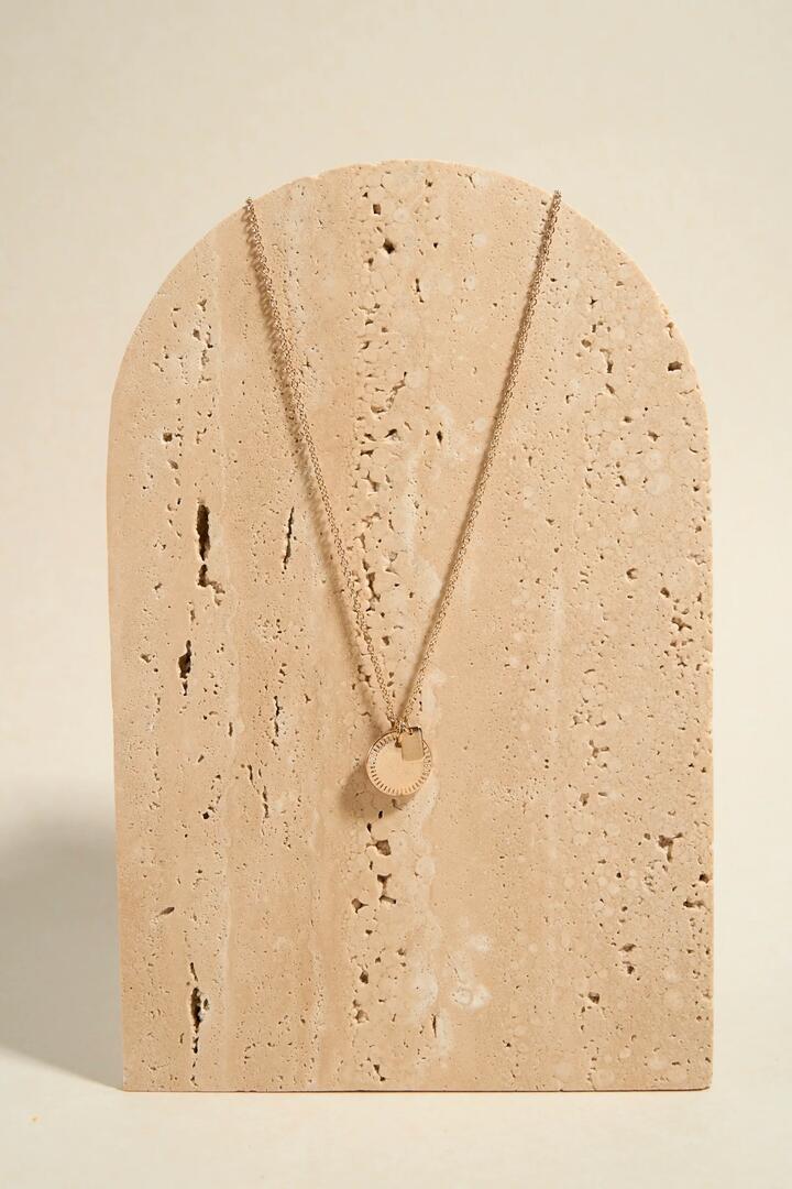 Image of Jewelry. Product name - Double EOL Pendant Gold Necklace in Gold colour by brand - Humble + Heart