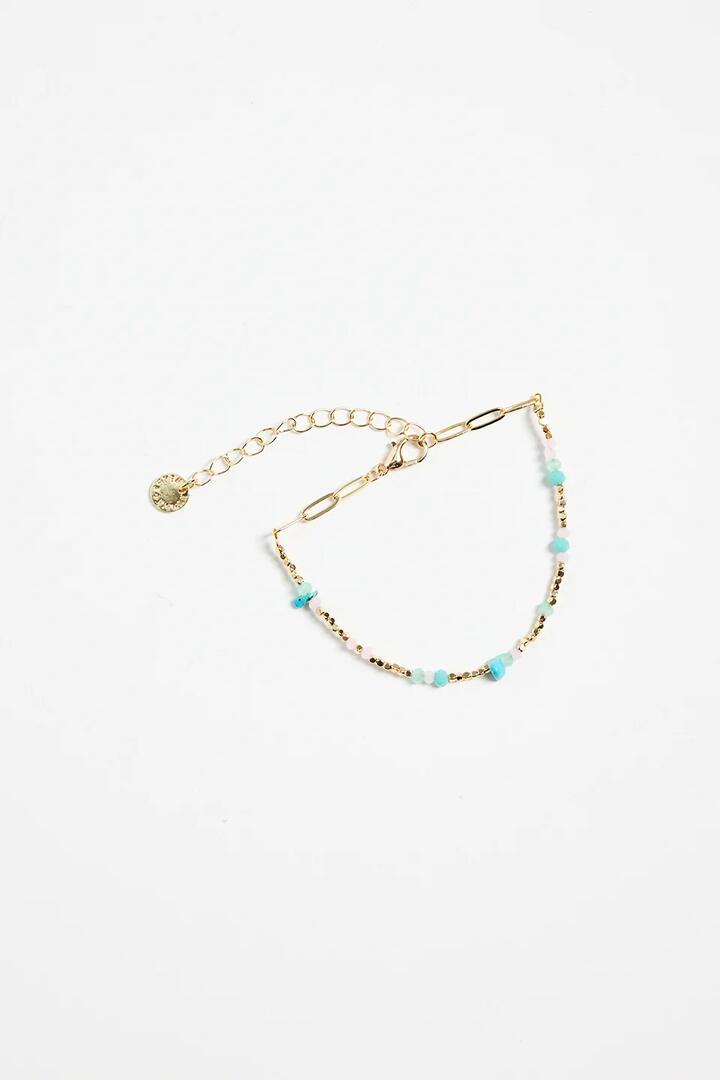 Image of Jewelry. Product name - Turquoise Bead Gold Bracelet in Gold colour by brand - Humble + Heart