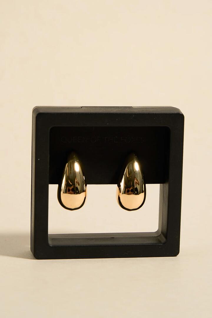 Image of Jewelry. Product name - Large Gold EOL Tear Drop Earrings in Gold colour by brand - Queen of the Foxes
