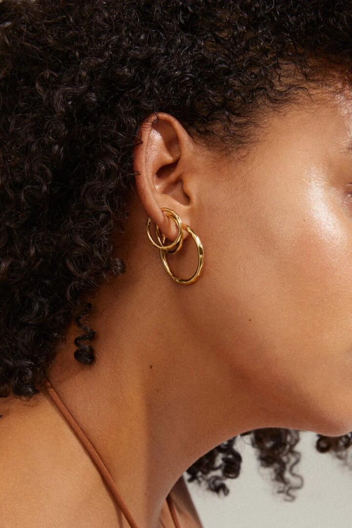 Image of Jewelry. Product name - Eve Hoop 2-in-1 Set Gold-Plated Earrings in Gold colour by brand - Pilgrim
