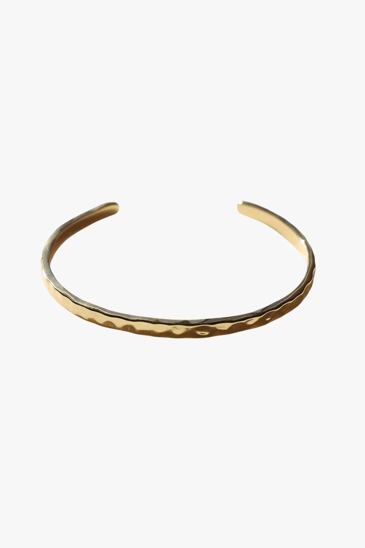 Image of Jewelry. Product name - Gaia 18k Gold Plate Soft Hammered Cuff Bangle in Gold colour by brand - Love Lunamei