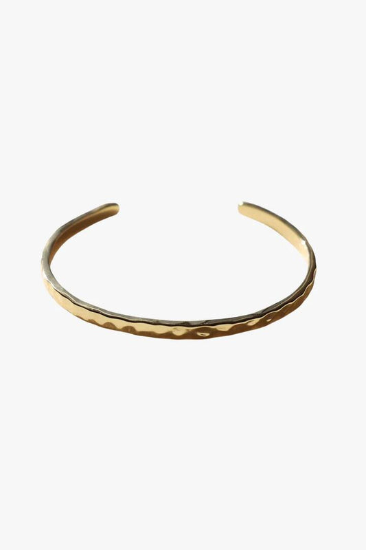 Image of Jewelry. Product name - Gaia 18k Gold Plate Soft Hammered Cuff Bangle in Gold colour by brand - Love Lunamei
