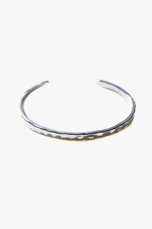 Image of Jewelry. Product name - Gaia Sterling Silver Plate EOL Soft Hammered Cuff Bangle in Silver colour by brand - Love Lunamei