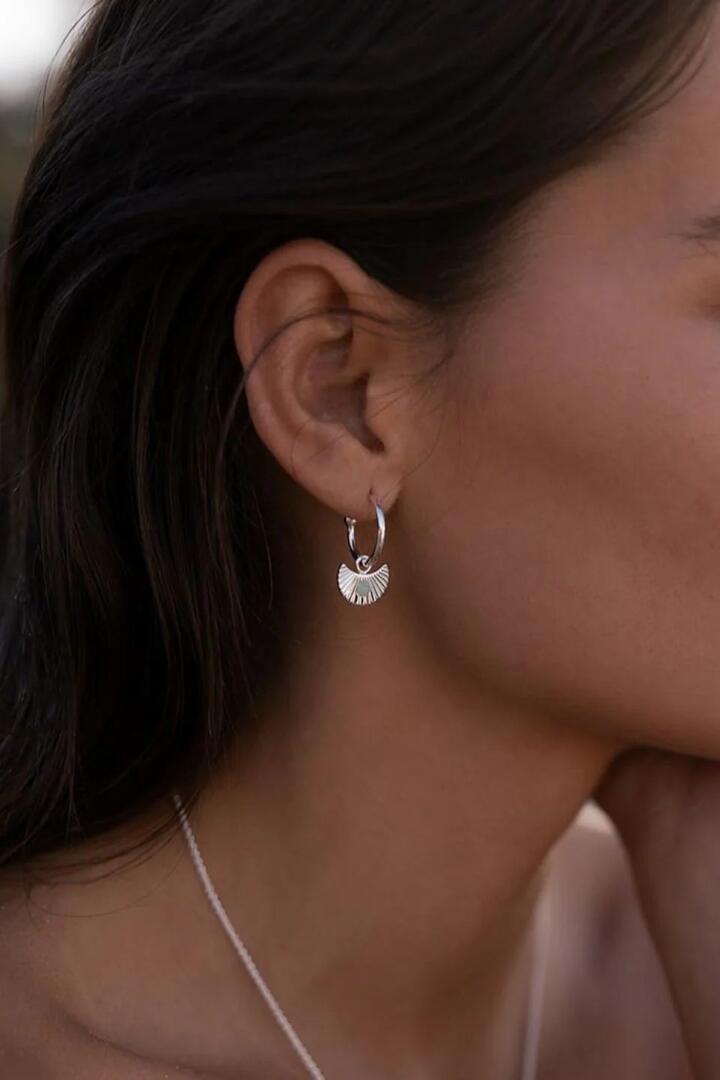 Image of Jewelry. Product name - Moon Gazer Sterling Silver Plate with Mint Green Stone Hoop Earring in Green colour by brand - Love Lunamei