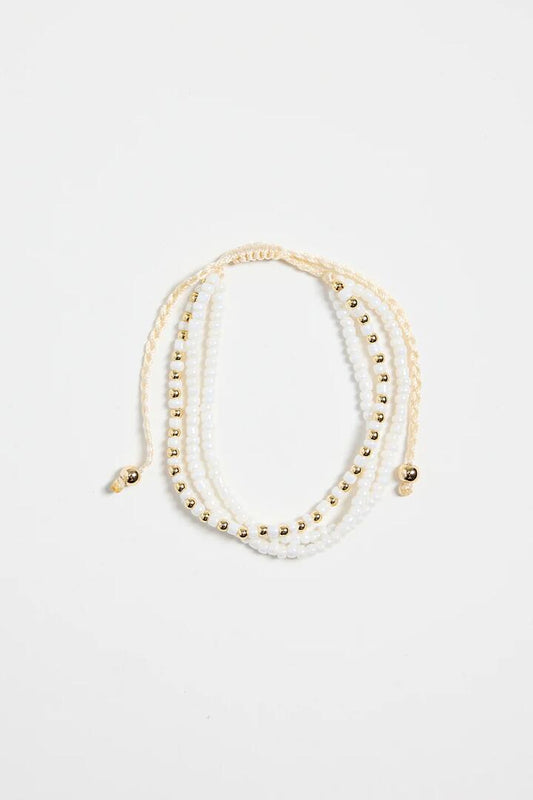Image of Jewelry. Product name - Triple Bead White Gold White Bracelet in White colour by brand - Humble + Heart