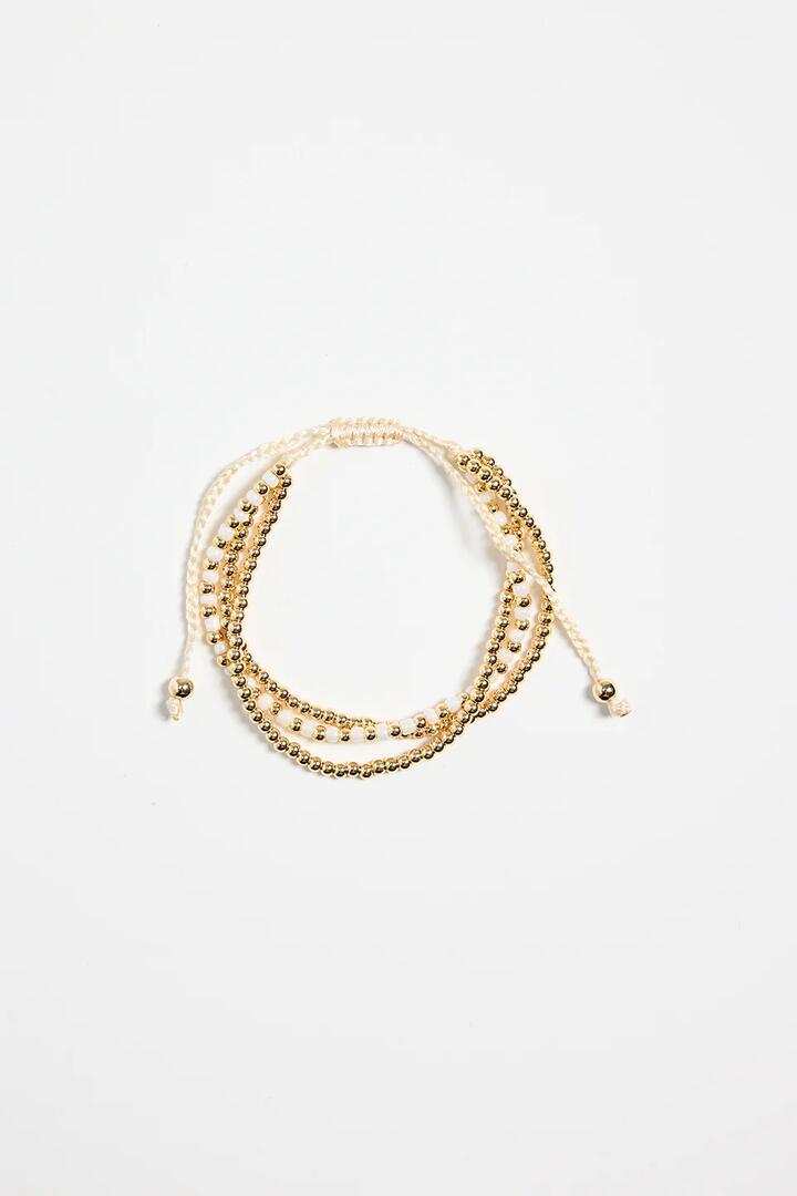 Image of Jewelry. Product name - Triple Bead Gold White Gold Bracelet in White colour by brand - Humble + Heart