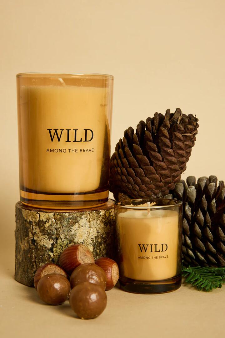 Image of Perfumes & Colognes. Product name - Wild Maple Leaf Woodland 250g Soy Candle in Amber colour by brand - Among the Brave