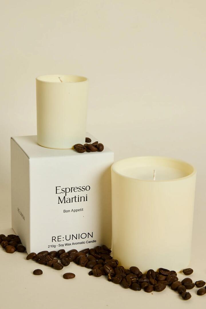Image of Perfumes & Colognes. Product name - Espresso Martini 210g Soy Candle in Ivory colour by brand - RE:UNION Label