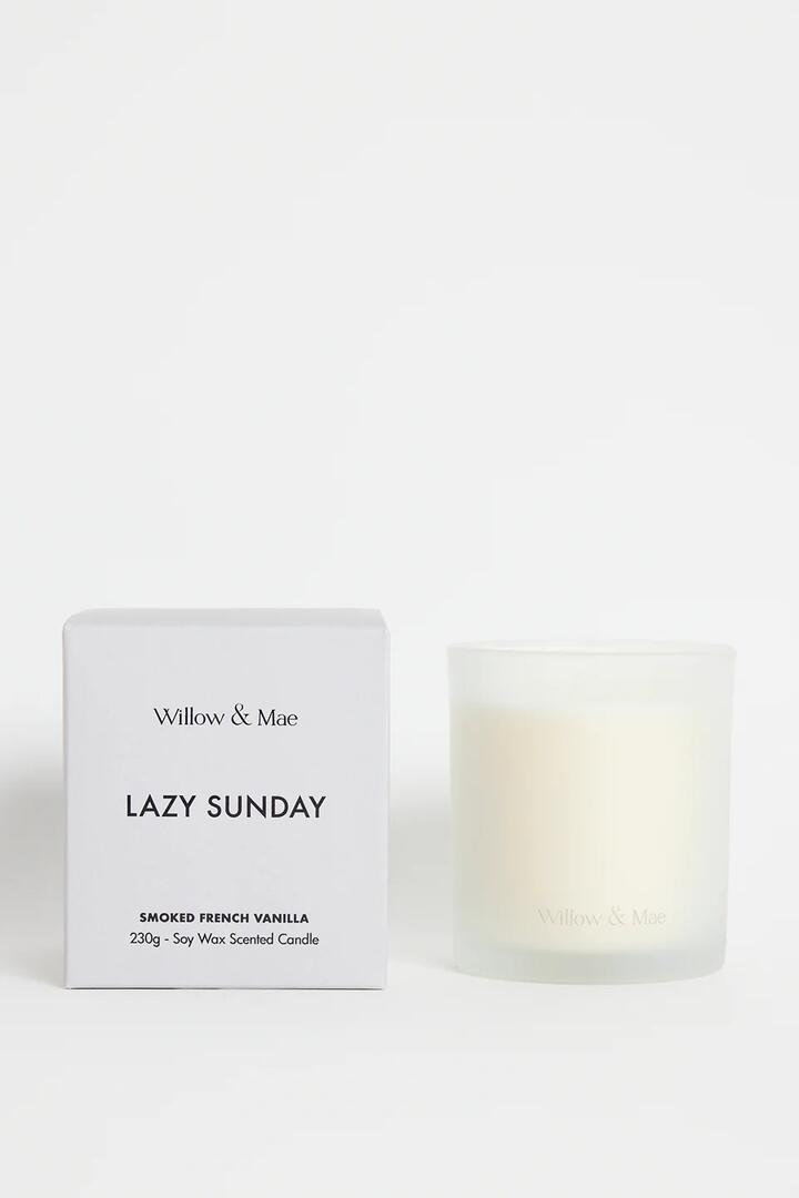 Image of Perfumes & Colognes. Product name - Lazy Sunday Smoked French Vanilla 230g Soy Candle in Grey colour by brand - Willow & Mae